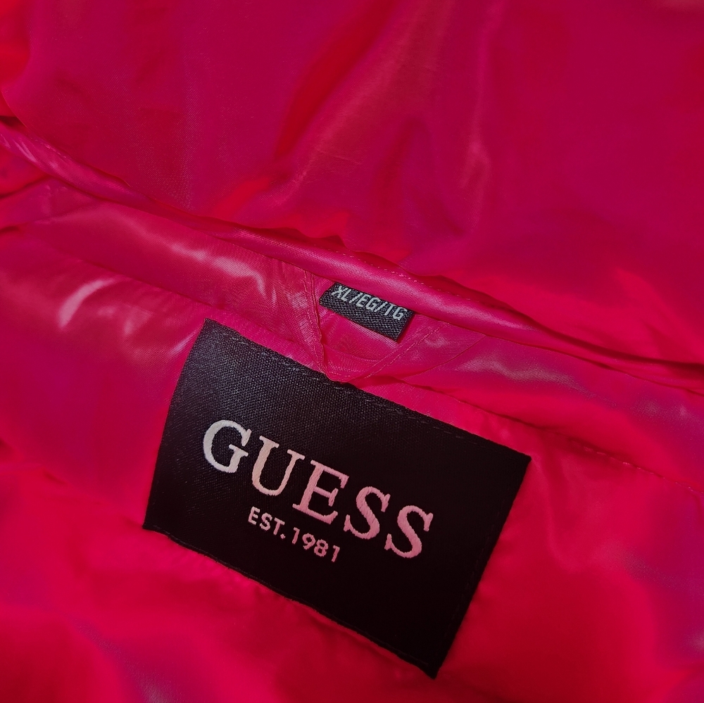 Guess Pink Puffer Womens Jacket Coat Size XL - Picture 5 of 7